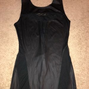 Faux leather and mesh dress
